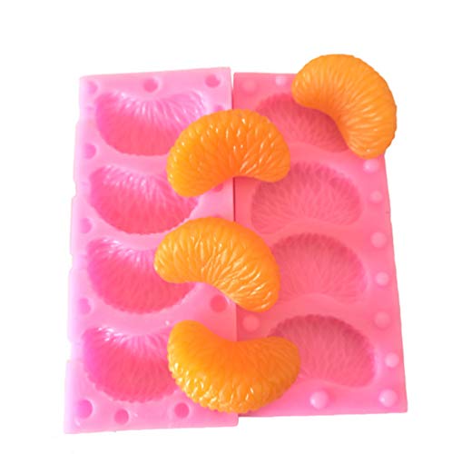 ECOSWAY 1 Paar 3D-Silikonform in Mandarinen-Form, für selbstgemachte Kuchen, Süßigkeiten, Schokolade, Pudding, Fondant, Kekse, Mousse, Kuchendekoration, Backwerkzeug, zufällige Farbe von ECOSWAY