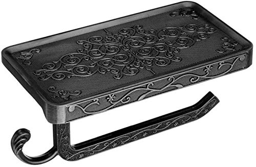 ECOSWAY Antik Geschnitzt Zinklegierung Badezimmer Papier Halter Wandmontage Gewebe Ständer Handyhalter - Schwarz von ECOSWAY