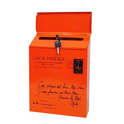 ECOSWAY Eisen Schloss Briefkasten Vintage Wandhalterung Postfach Post Postalisch Brief Zeitung Kiste - Orange von ECOSWAY