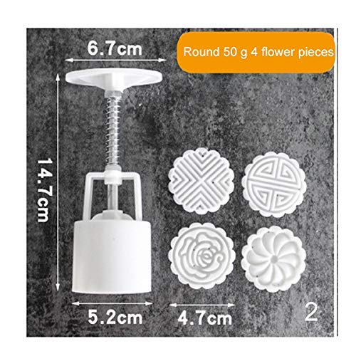 ECOSWAY Quadratisch/Rund Mooncake Gussform Hand Druck Hersteller Form mit Blume Stempel Plastik Kekse Schneider - 2 von ECOSWAY