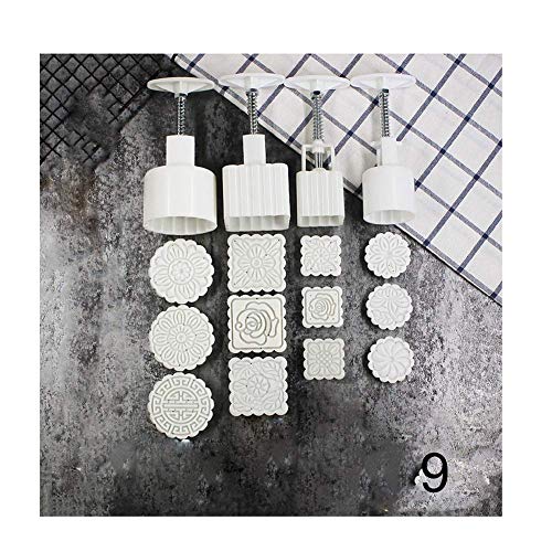 ECOSWAY Quadratisch/Rund Mooncake Gussform Hand Druck Hersteller Form mit Blume Stempel Plastik Kekse Schneider - 9 von ECOSWAY