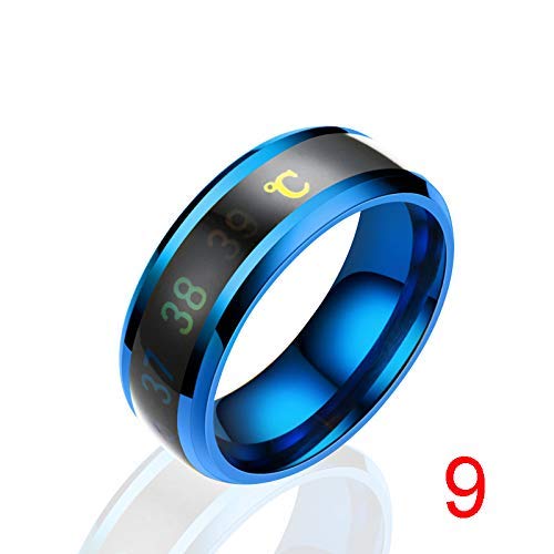 ECOSWAY Smart Temperatur Ringe Paar Ringe Stimmung Temperatur Display Ringe - Blau, 9 von ECOSWAY