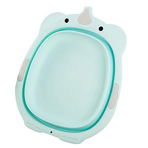 ECOSWAY Süß Cartoon Baby Faltbar Waschbecken Kleinkind Wasch Badewanne Tragbar Waschen Waschbecken - Blau von ECOSWAY