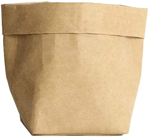 ECOSWAY Wiederverwendbar Waschbar Kraftpapier Tasche Pflanze Blumen Töpfe Multifunktion Heim Aufbewahrungstasche - Braun, 8X8X15CM von ECOSWAY