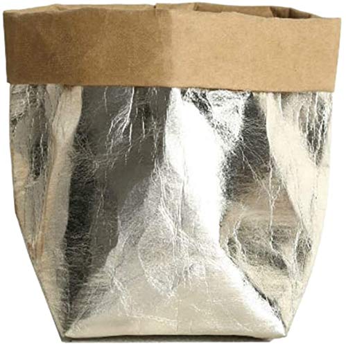 ECOSWAY Wiederverwendbar Waschbar Kraftpapier Tasche Pflanze Blumen Töpfe Multifunktion Heim Aufbewahrungstasche - Leichte Gold, 25X25X39CM von ECOSWAY