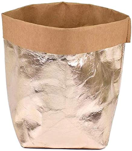 ECOSWAY Wiederverwendbar Waschbar Kraftpapier Tasche Pflanze Blumen Töpfe Multifunktion Heim Aufbewahrungstasche - Roségold, 20X20X34CM von ECOSWAY