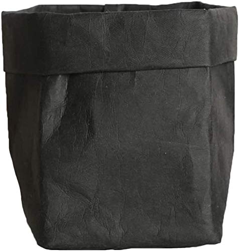 ECOSWAY Wiederverwendbar Waschbar Kraftpapier Tasche Pflanze Blumen Töpfe Multifunktion Heim Aufbewahrungstasche - Schwarz, 10X10X20CM von ECOSWAY