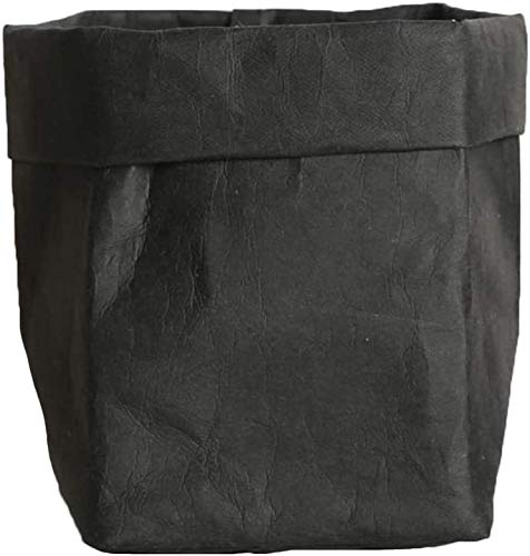 ECOSWAY Wiederverwendbar Waschbar Kraftpapier Tasche Pflanze Blumen Töpfe Multifunktion Heim Aufbewahrungstasche - Schwarz, 8X8X15CM von ECOSWAY