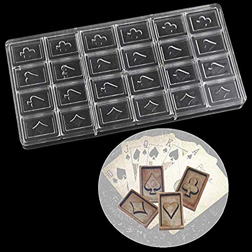 Ecosway 24 Löcher Poker-Symbol Polycarbonat Schokoladenform DIY Clear Fudge Pudding Süßigkeiten Gebäck Eisform Küche Backen Werkzeuge Backform von ECOSWAY