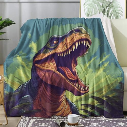 ECOTOS Kuscheldecke 150x200 Dinosaurier Flauschige Decke Tiere Fleecedecke Sofadecke Couchdecke, Flanell Decken Blanket, Große XL Wohndecke Winter Warm Weich von ECOTOS