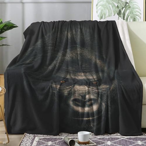 Kuscheldecke 150x200 Schimpanse Flauschige Decke Gorilla Fleecedecke Sofadecke Couchdecke, Flanell Decken Blanket, Große XL Wohndecke Winter Warm Weich von ECOTOS