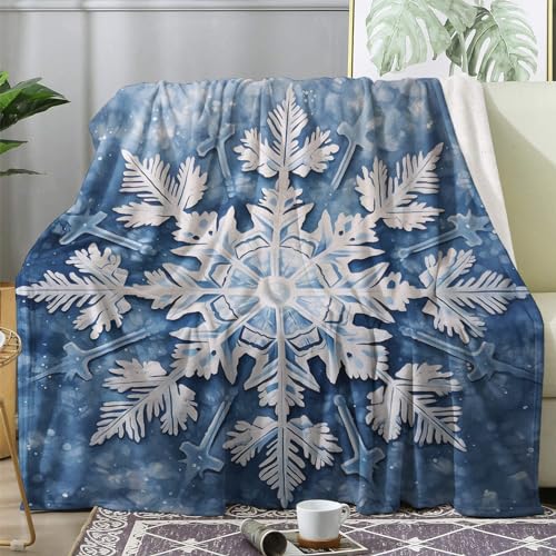 ECOTOS Kuscheldecke 150x200 Weihnachten Flauschige Decke Schneeflocken Fleecedecke Sofadecke Couchdecke, Flanell Decken Blanket, Große XL Wohndecke Winter Warm Weich von ECOTOS