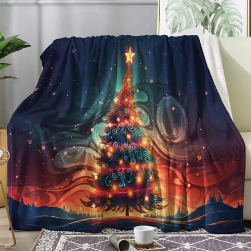 ECOTOS Kuscheldecke 220x240 Weihnachten Flauschige Decke Weihnachtsbaum Fleecedecke Sofadecke Couchdecke, Flanell Decken Blanket, Große XXL Wohndecke Winter Warm Weich von ECOTOS