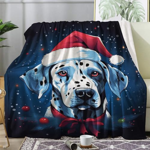 ECOTOS Kuscheldecke Dalmatiner Flauschig Decke 220x240 Weihnachten Fleecedecke Sofadecke Couchdecke, Flanell Decken Blanket, Große XXL Wohndecke Winter Warm Weich von ECOTOS