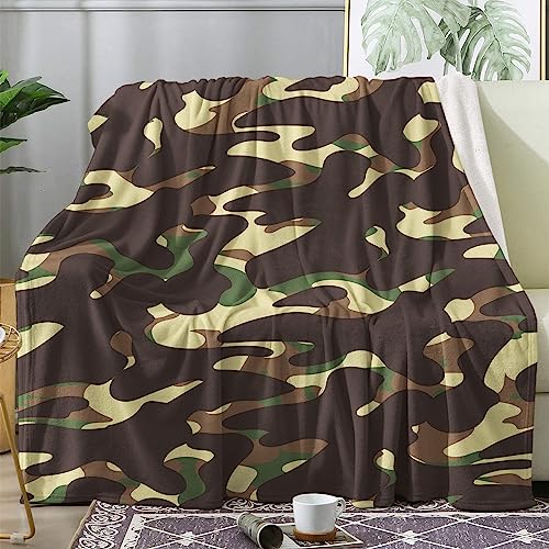 Kuscheldecke Flauschig Camouflage, Decke Fleecedecke 130x160 Militär, Flanell Sofadecke Blanket Kleine, Wolldecke Wohndecke Schlafdecke Winter Warm Weich, Deko Decken für Couch Bed von ECOTOS