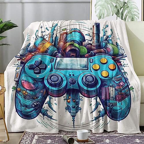 Kuscheldecke Flauschig Gamepad, Decke Wolldecke 150x200 Game, Flanell Sofadecke Blanket XL, Fleecedecke Wohndecke Schlafdecke Winter Warm Weich, Deko Decken für Couch Bed von ECOTOS