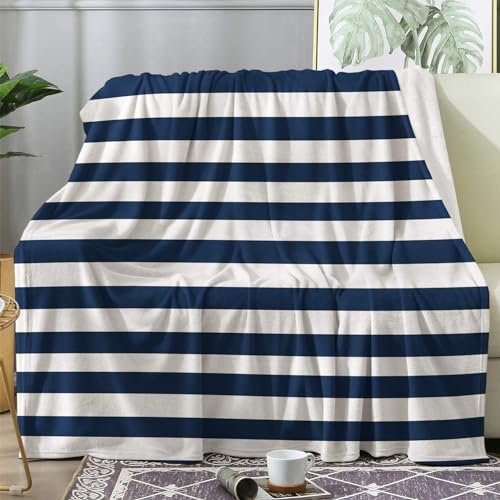 ECOTOS Kuscheldecke Flauschig Gestreift, Decke Wolldecke 150x200 Blau Weiß, Flanell Sofadecke Blanket XL, Fleecedecke Wohndecke Schlafdecke Winter Warm Weich, Deko Decken für Couch Bed von ECOTOS