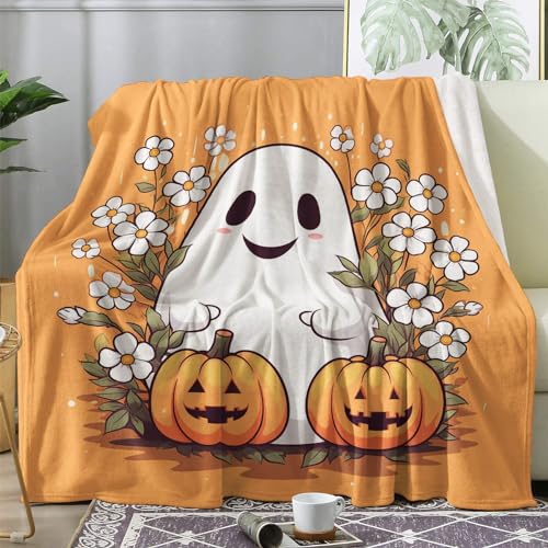 ECOTOS Kuscheldecke Flauschig Halloween, Decke Wolldecke 150x200 Geist Kürbis, Flanell Sofadecke Blanket XL, Fleecedecke Wohndecke Schlafdecke Winter Warm Weich, Deko Decken für Couch Bed von ECOTOS