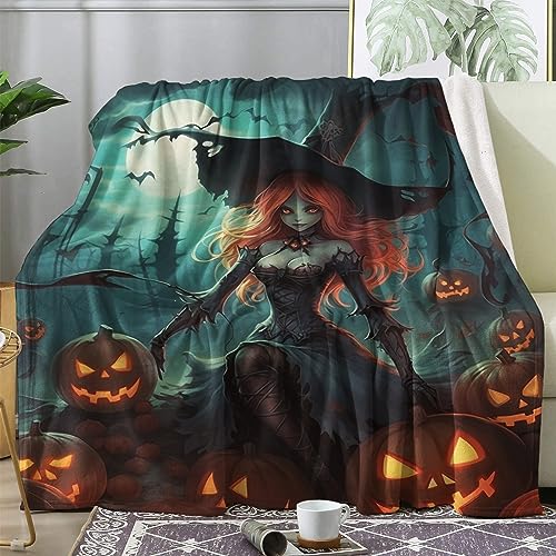 ECOTOS Kuscheldecke Flauschig Halloween, Decke Wolldecke 150x200 Hexe Kürbis, Flanell Sofadecke Blanket XL, Fleecedecke Wohndecke Schlafdecke Winter Warm Weich, Deko Decken für Couch Bed von ECOTOS