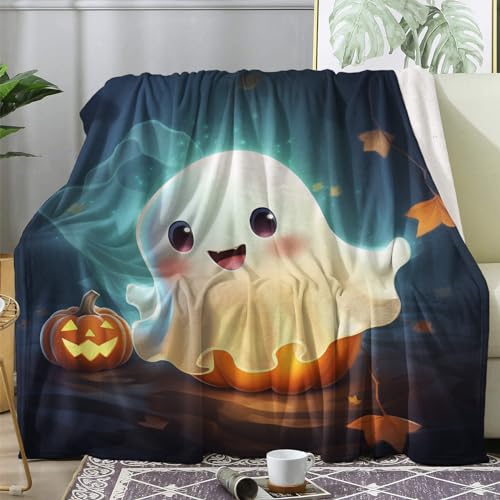 ECOTOS Kuscheldecke Flauschig Halloween, Große Decke Fleecedecke 230x270 Geist, Flanell Sofadecke Blanket, Wohndecke Schlafdecke Winter Warm Weich, Deko Decken für Couch Bed von ECOTOS