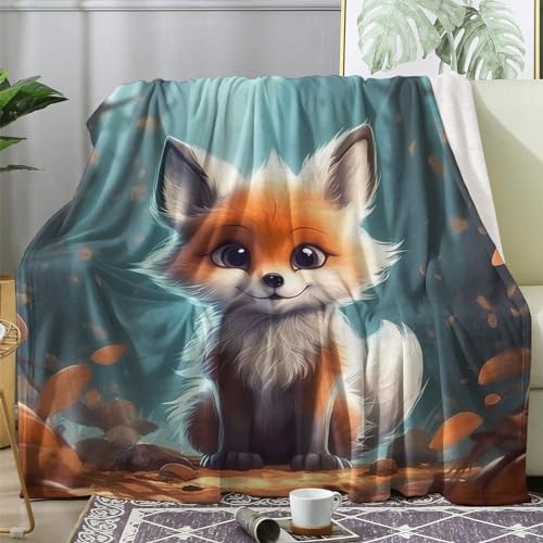 Kuscheldecke Fuchs Flauschig Decke 150x200 Cartoon Tiere Fleecedecke Sofadecke Couchdecke, Flanell Decken Blanket, Große XL Wohndecke Winter Warm Weich von ECOTOS