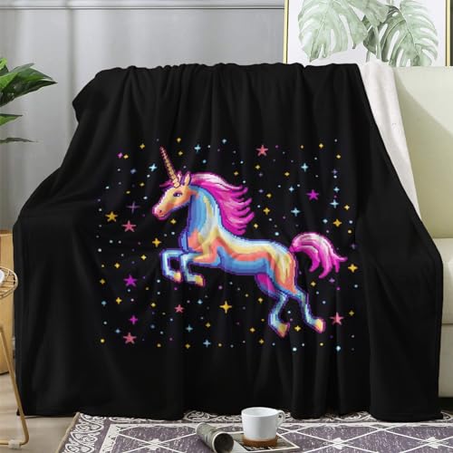 Kuscheldecke 150x200 Einhorn Flauschige Decke Sternenhimmel Fleecedecke Sofadecke Couchdecke, Flanell Decken Blanket, Große XL Wohndecke Winter Warm Weich von ECOTOS