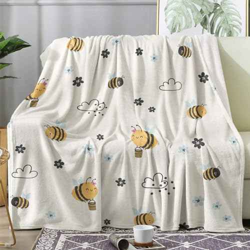 Kuscheldecke 150x200 Kinder Flauschige Decke Biene Fleecedecke Sofadecke Couchdecke, Flanell Decken Blanket, Große XL Wohndecke Winter Warm Weich von ECOTOS