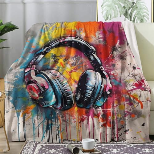 Kuscheldecke 150x200 Musik Flauschige Decke Graffiti Fleecedecke Sofadecke Couchdecke, Flanell Decken Blanket, Große XL Wohndecke Winter Warm Weich von ECOTOS