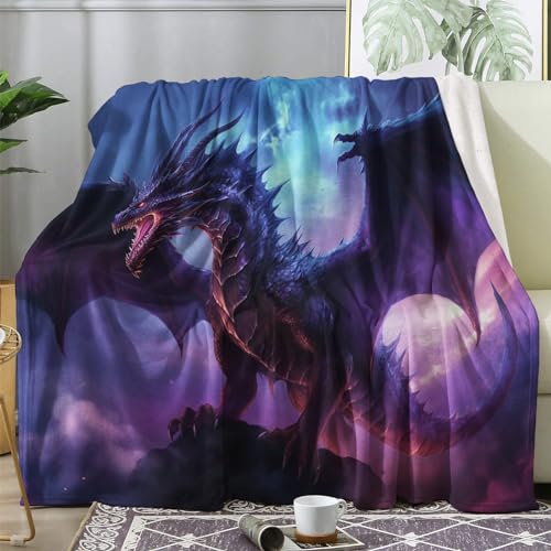 Kuscheldecke Flauschig Drache, Decke Wolldecke 150x200 Fantasie Tiere, Flanell Sofadecke Blanket XL, Fleecedecke Wohndecke Schlafdecke Winter Warm Weich, Deko Decken für Couch Bed von ECOTOS