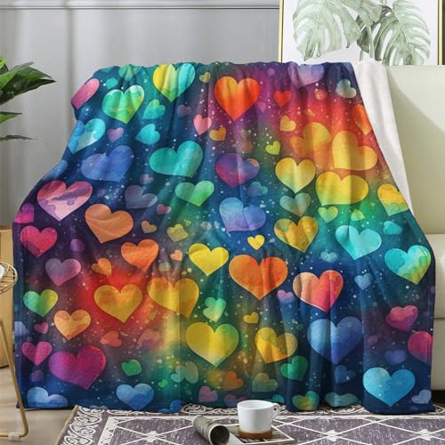 Kuscheldecke Flauschig Mädchen, Decke Wolldecke 150x200 Herzen, Flanell Sofadecke Blanket XL, Fleecedecke Wohndecke Schlafdecke Winter Warm Weich, Deko Decken für Couch Bed von ECOTOS