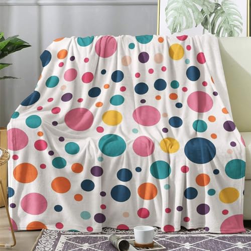 Kuscheldecke Flauschig Polka Punkte, Decke Wolldecke 150x200 Kunst, Flanell Sofadecke Blanket XL, Fleecedecke Wohndecke Schlafdecke Winter Warm Weich, Deko Decken für Couch Bed von ECOTOS