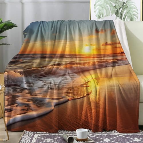Kuscheldecke Flauschig Sonnenuntergang, Große Decke Fleecedecke 230x270 Meer Strand, Flanell Sofadecke Blanket, Wohndecke Schlafdecke Winter Warm Weich, Deko Decken für Couch Bed Kuscheldecke Flauschig Sonnenuntergang, Große Decke Fleecedecke 230x270 Meer Strand, Flanell Sofadecke Blanket, Wohndecke Schlafdecke Winter Warm Weich, Deko Decken für Couch Bed von ECOTOS