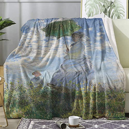 Kuscheldecke ölgemälde Flauschig Decke 150x200 Monet Fleecedecke Sofadecke Couchdecke, Flanell Decken Blanket, Große XL Wohndecke Winter Warm Weich von ECOTOS