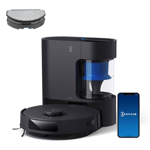 ECOVACS DEEBOT N20 PRO Plus Saugroboter mit Wischfunktion, Automatischer Entleerung Station, 8000Pa Saugkraft, Anti-Haar-Verhedderung, bis zu 300 Minuten Laufzeit,Schwarz von ECOVACS
