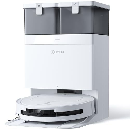 ECOVACS DEEBOT T50 Omni Gen2 Saugroboter mit Wischfunktion,15.000 Pa, Ausziehbare Seitenbürste und Mopp, ZeroTangle 2.0, Moppwäsche mit 75°C heißem Wasser, All-in-One Station, ultradünn 81 mm, Weiß von ECOVACS
