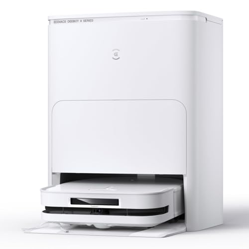 ECOVACS DEEBOT X5 Omni Saugroboter mit Wischfunktion, 12,800Pa Saugroboter, ZeroTangle Technologie, TruEdge™ Edge Mopping, 70℃ heißes Wasser Mop Waschen, Auto Anheben des Mopps, Selbstentleerung von ECOVACS