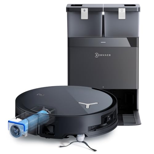 ECOVACS DEEBOT X8 OMNI Saugroboter mit Wischfunktion, 18.000 Pa, OZMO ROLLER Wischwalze mit kontinuierlicher Frischwasser-Selbstreinigung, Moppwäsche mit 75°C heißem Wasser, Heißlufttrocknung, Schwarz von ECOVACS