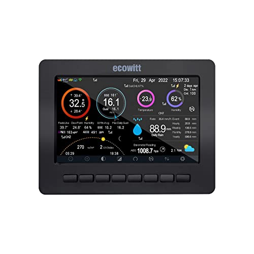 ECOWITT Konsole HP2550 für Wetterstationen, 7-Zoll-TFT-Farbdisplay mit Gateway, Paar mit Außen-Sensoreinheit WS69/ WS80/ WS90/ sonstiges Ecowitt-Zubehör von ECOWITT