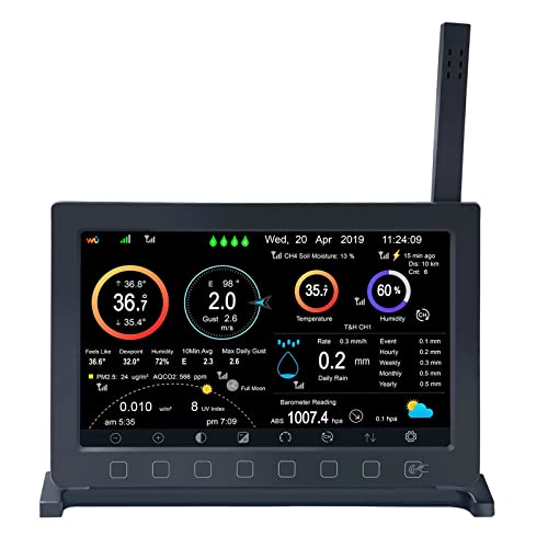 ECOWITT Konsole HP2560 für Wetterstation, TFT-Farbdisplay für Innenbereich mit Touch-Button, ein Zubehörteil, kann nicht alleine verwendet werden, paarweise mit WS90/ WS80 Außensensoren von ECOWITT