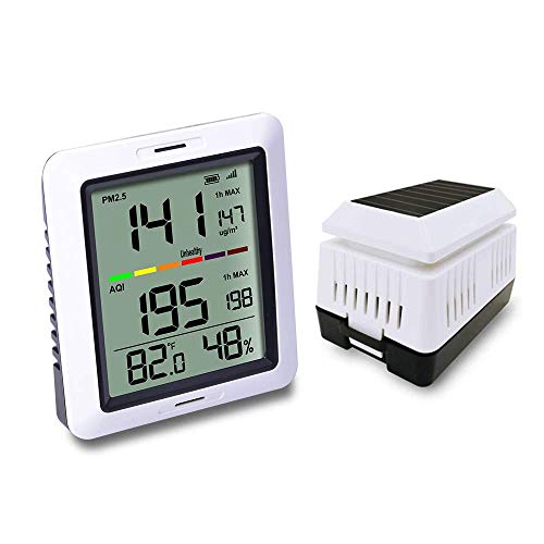 ECOWITT Luftqualitätssensor WH0290, 3 in 1 Luftqualitätsüberwachungsgerät PM2.5 Detektor, Indoor Outdoor mit Temperatur- und Luftfeuchtigkeitssensor für Zuhause von ECOWITT