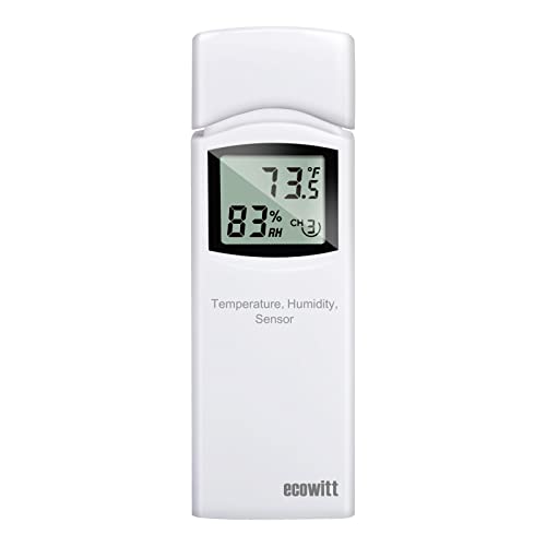 ECOWITT Sensor mit drahtlosem Mehrkanal für Thermometer-Hygrometer, Innen-/Außentemperatur- und Luftfeuchtigkeitsmesser mit LCD-Display, Remote-App-Überwachung, Dip-Schalter zum Schalter WH31(WN31) von ECOWITT