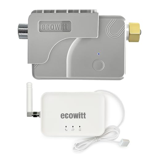 ECOWITT Sprinkler-Zeitschaltuhr GW3003, WFC01 Intelligente Zeitschaltuhr mit integriertem Wasserdurchflussmesser und Temperatursensor + 3 in 1 Haus Wi-Fi/Kabel-Gateway GW3000, Intelligente Bewässerung von ECOWITT