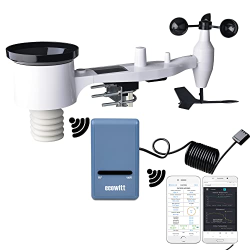 ECOWITT Wetterstation mit Außensensor GW1101, drahtloser solarbetriebener 7-in-1-Außensensor, WLAN-Gateway für den Innenbereich GW1100, unterstützt das Hochladen Sever APP 868 MHz, mit LCD von ECOWITT