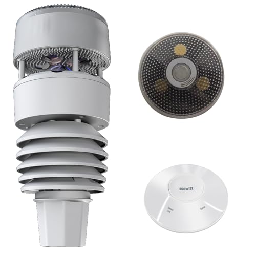 ECOWITT Wittboy Wetterstation Funk mit Außensensor GW2001, 7 in 1 Outdoor Solarbetriebene Wetterstation Array, 3 in 1 Verkabelter/Wifi Gateway Hub GW2000, Wettervorhersage Assistent für Zuhause von ECOWITT