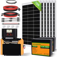 Eco-worthy - 3kWh solaranlage komplettset 720W 12V Solarsystem mit Batterie netzunabhängig für Wohnmobil: 6 120W Solarmodul + 2 Stücke 100Ah von ECO-WORTHY