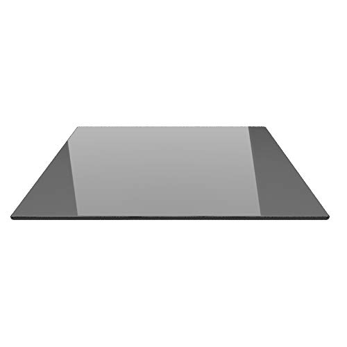 Quadrat 110x110cm Glas schwarz - Funkenschutzplatte Kaminbodenplatte Glasplatte f. Kaminofen (Schwarz Q110x110cm - mit Silikon-Dichtung) von ECOfoxx