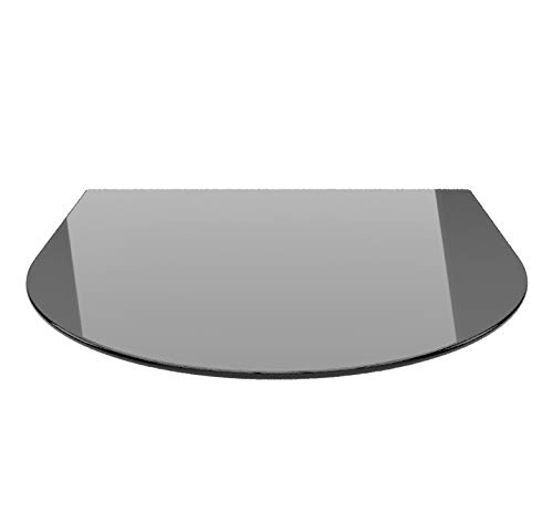 Rundbogen 100x100cm Glas schwarz - Funkenschutzplatte Kaminbodenplatte Glasplatte (Schwarz RB100x100cm - mit Silikon-Dichtung) von ECOfoxx