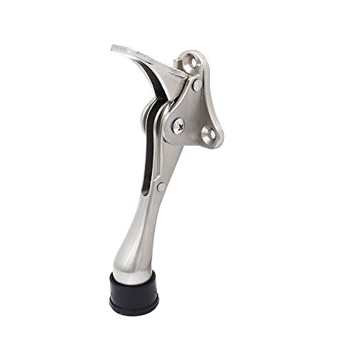Kickdown Türstopper Türhalter Halbautomatischer Türstopper 4" Freihändiges Öffnen mit Federhebel Gummispitze Satin Nickel von ECREW