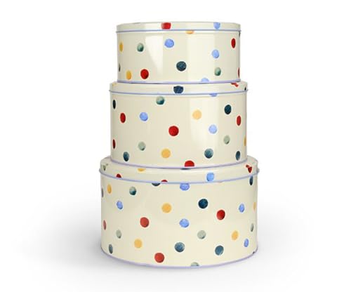 Emma Bridgewater Keksdosen – gepunktet oder Blumenmuster, Set mit 3 Stück, rund von Perry Ellis