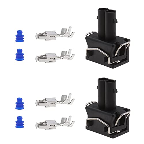 ECSiNG 2 Set 2-poliger Weiblicher Verbinder Auto Wasserdichtes Reparaturset 357972752 Blinker Lampenfassung Stecker mit Klemmen und Dichtung von ECSiNG